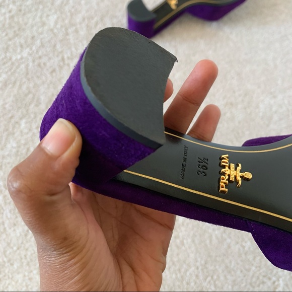 Prada Jeweled-Buckle Suede Mule Slide Sandal 36.5 - Picture 10 of 14